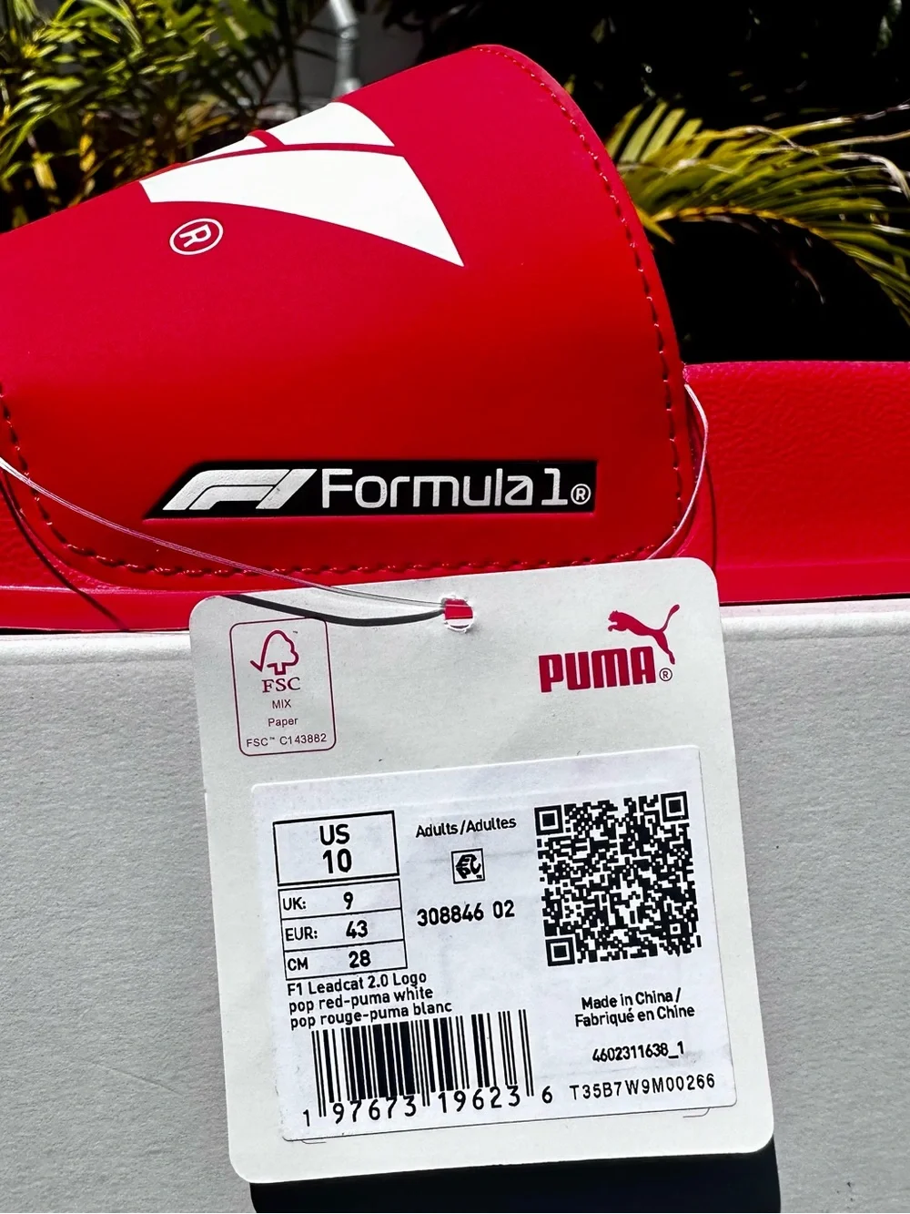 PUMA Men’s Formula 1 X Leadcat 2.0 Logo Slide Casual Sandals Casual Red